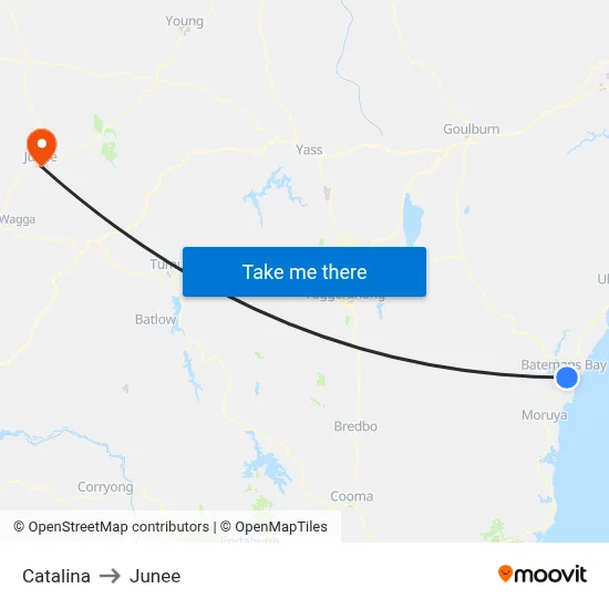 Catalina to Junee map