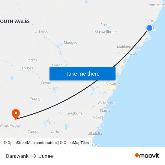 Darawank to Junee map