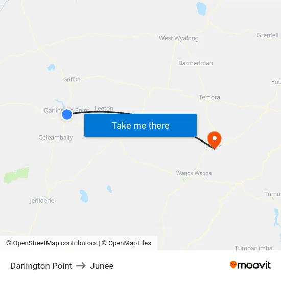Darlington Point to Junee map