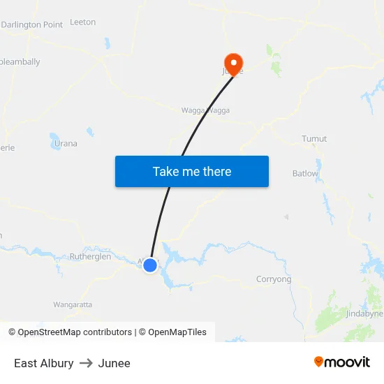 East Albury to Junee map