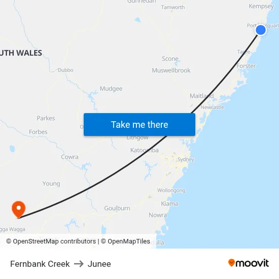 Fernbank Creek to Junee map
