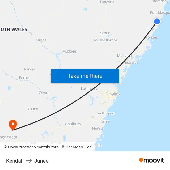 Kendall to Junee map