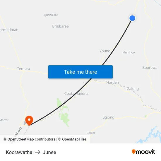 Koorawatha to Junee map