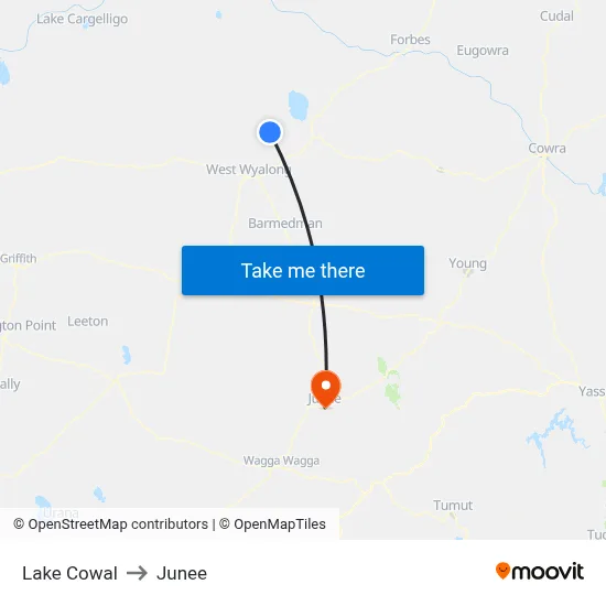 Lake Cowal to Junee map