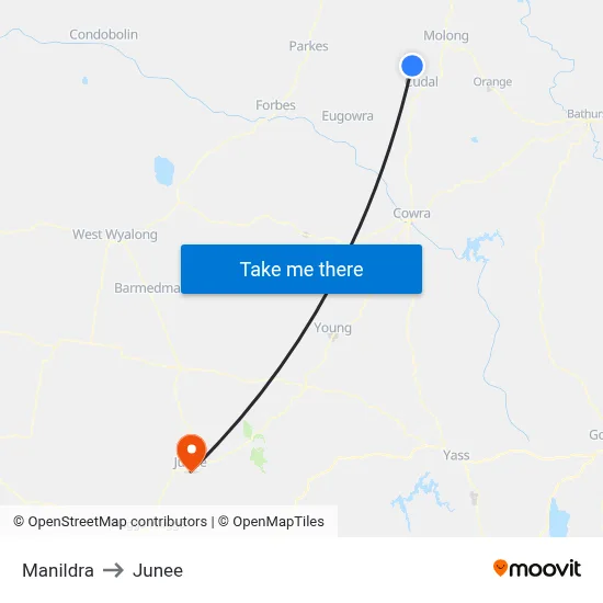 Manildra to Junee map