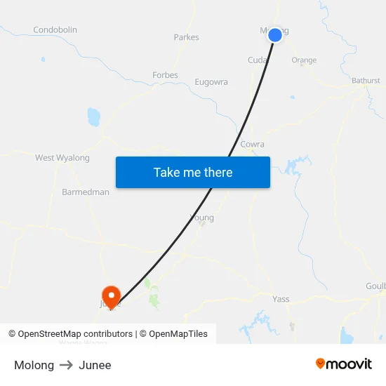 Molong to Junee map