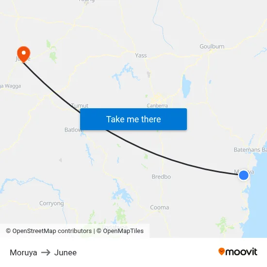 Moruya to Junee map