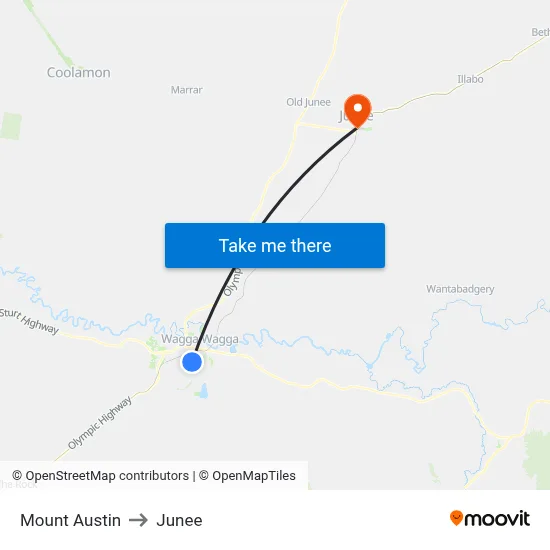 Mount Austin to Junee map