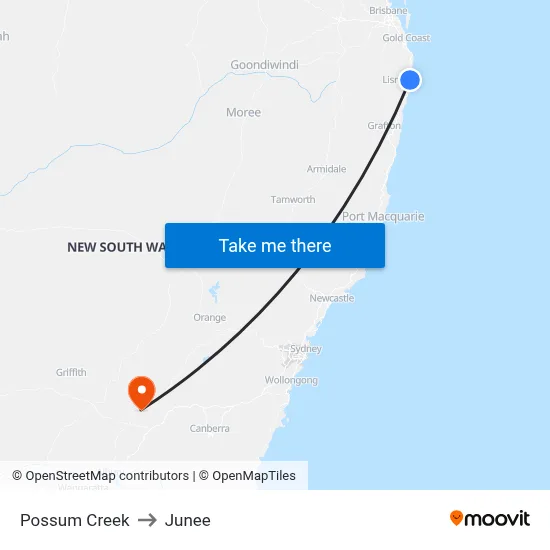 Possum Creek to Junee map