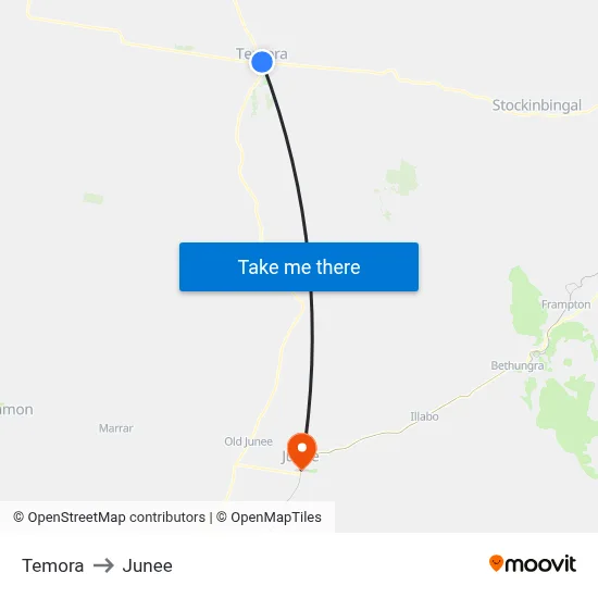 Temora to Junee map