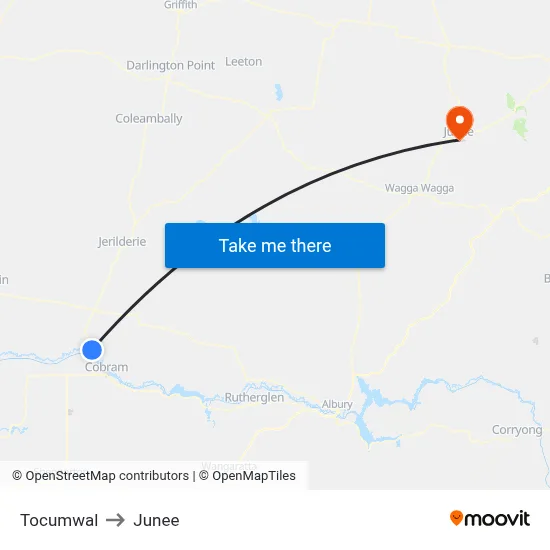 Tocumwal to Junee map