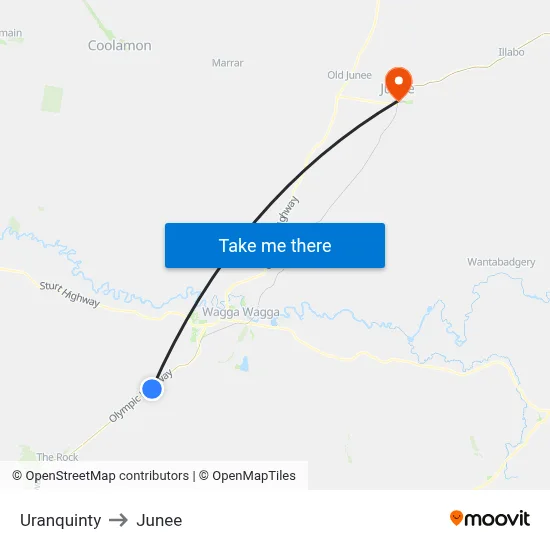 Uranquinty to Junee map