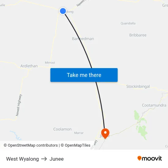 West Wyalong to Junee map