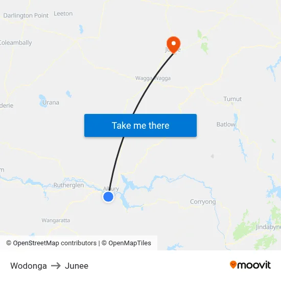 Wodonga to Junee map