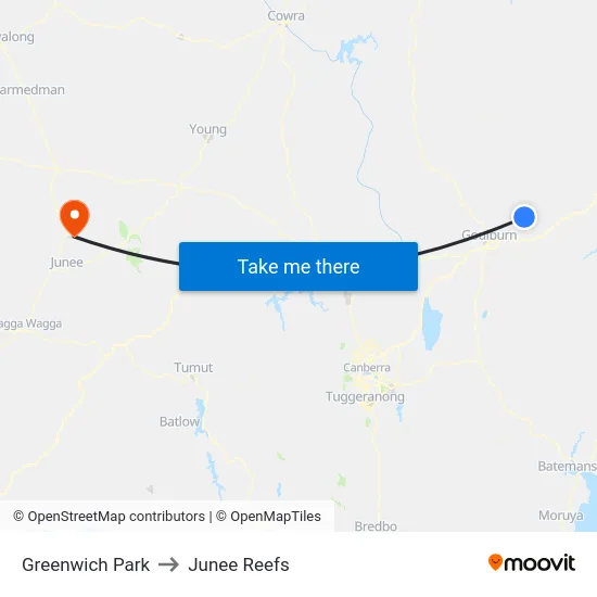 Greenwich Park to Junee Reefs map