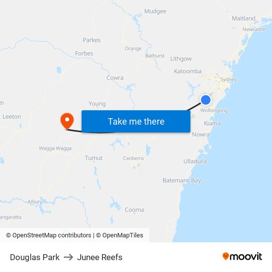 Douglas Park to Junee Reefs map