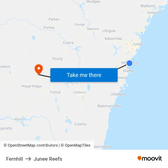 Fernhill to Junee Reefs map