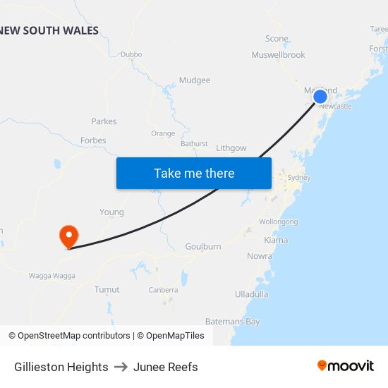 Gillieston Heights to Junee Reefs map