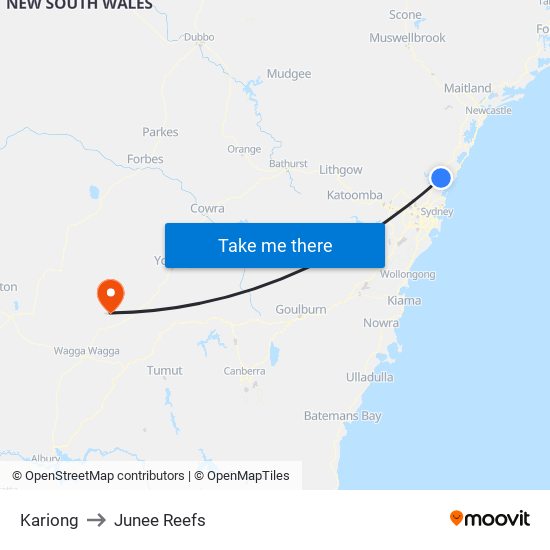 Kariong to Junee Reefs map