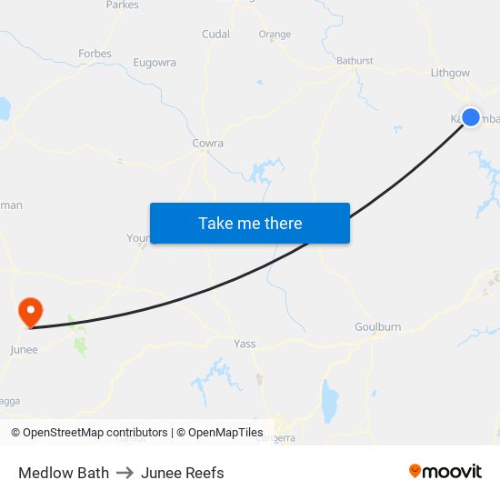 Medlow Bath to Junee Reefs map