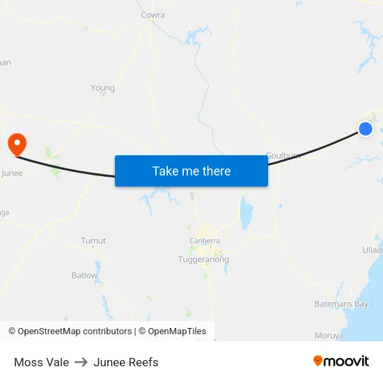 Moss Vale to Junee Reefs map