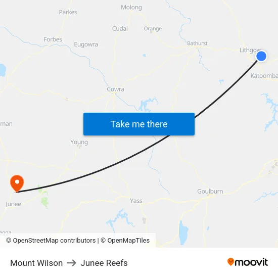 Mount Wilson to Junee Reefs map