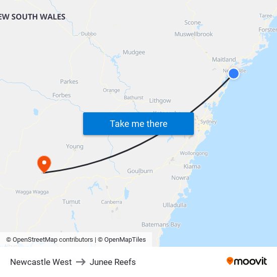 Newcastle West to Junee Reefs map