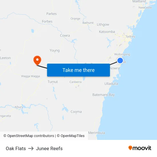 Oak Flats to Junee Reefs map