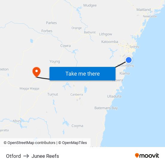 Otford to Junee Reefs map