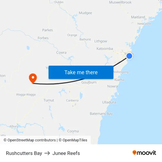 Rushcutters Bay to Junee Reefs map