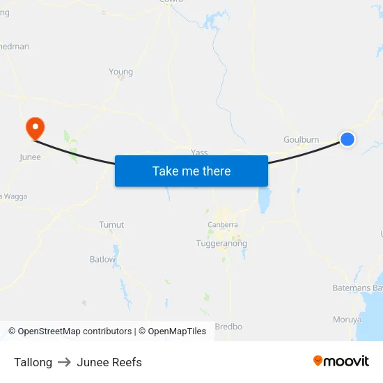 Tallong to Junee Reefs map