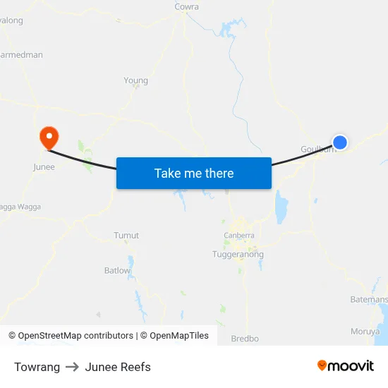 Towrang to Junee Reefs map