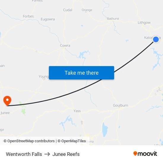 Wentworth Falls to Junee Reefs map