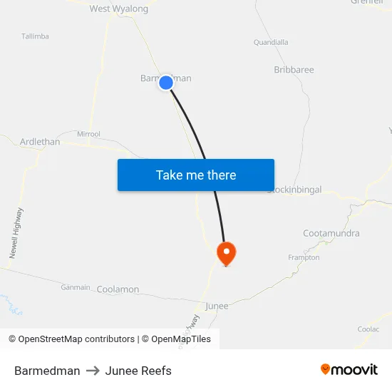 Barmedman to Junee Reefs map