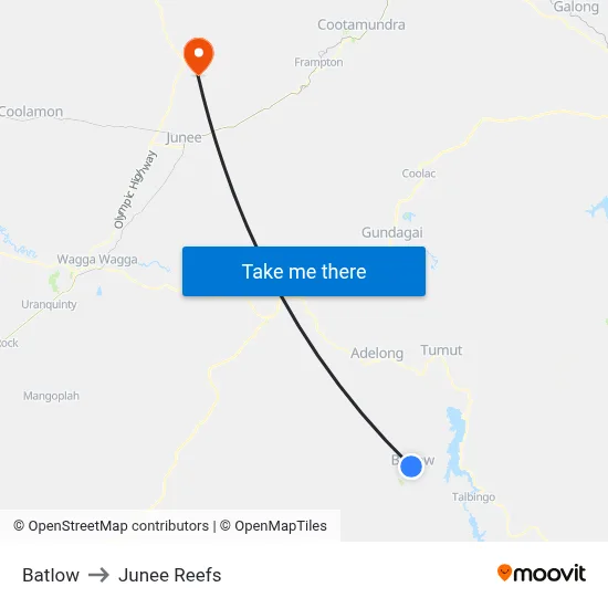 Batlow to Junee Reefs map
