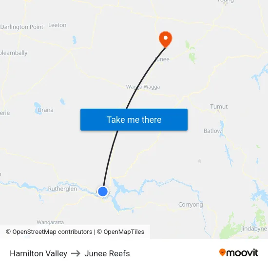 Hamilton Valley to Junee Reefs map