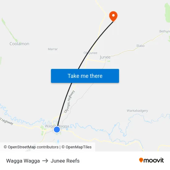 Wagga Wagga to Junee Reefs map