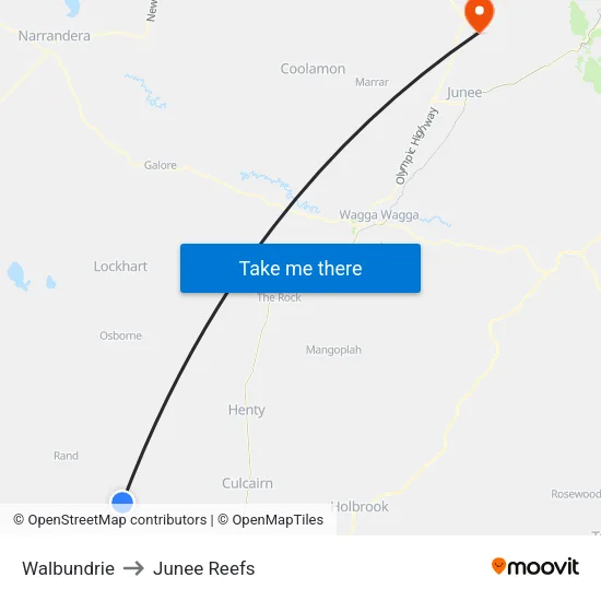 Walbundrie to Junee Reefs map