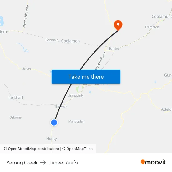 Yerong Creek to Junee Reefs map
