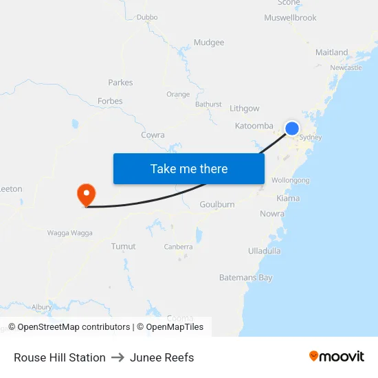 Rouse Hill Station to Junee Reefs map