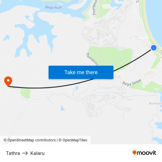 Tathra to Kalaru map