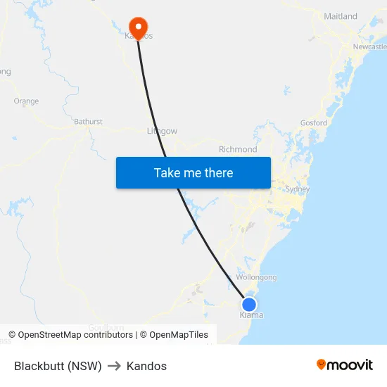 Blackbutt (NSW) to Kandos map