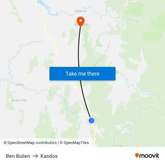 Ben Bullen to Kandos map