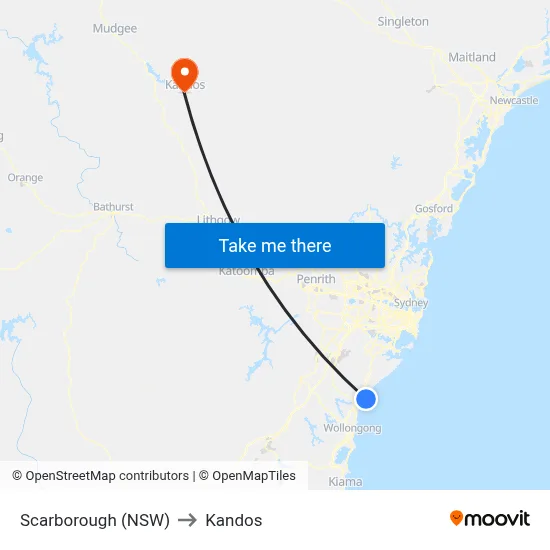 Scarborough (NSW) to Kandos map