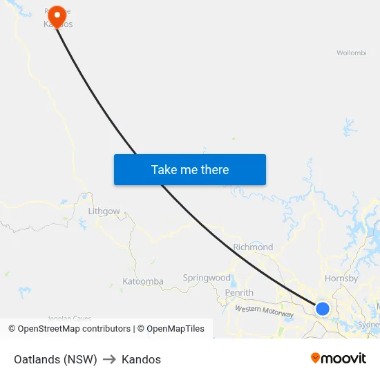 Oatlands (NSW) to Kandos map