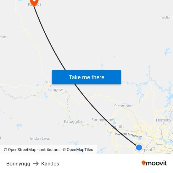 Bonnyrigg to Kandos map
