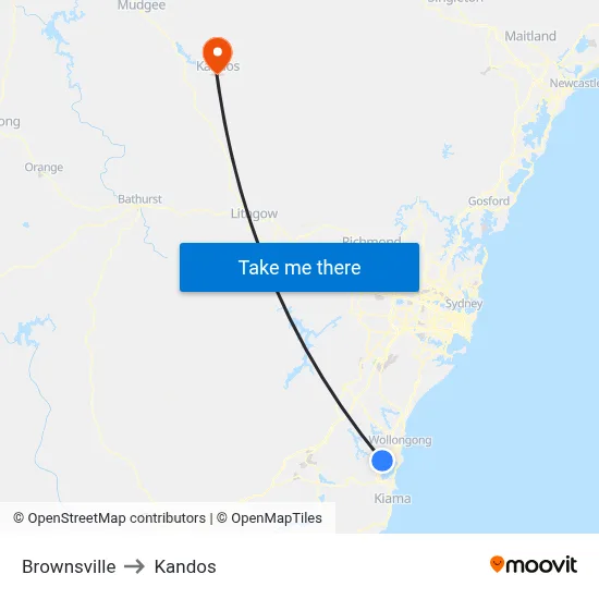 Brownsville to Kandos map