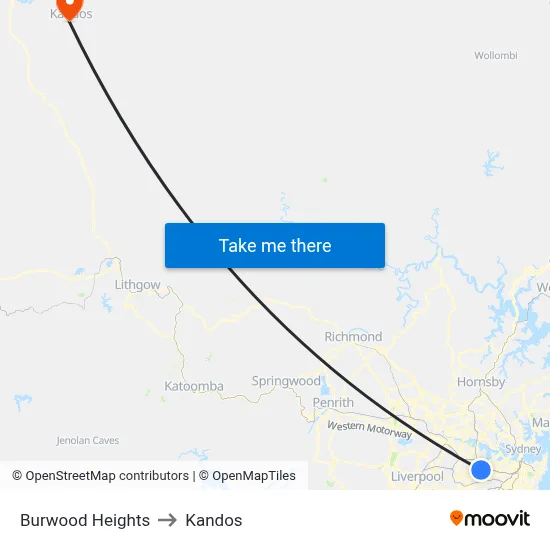 Burwood Heights to Kandos map