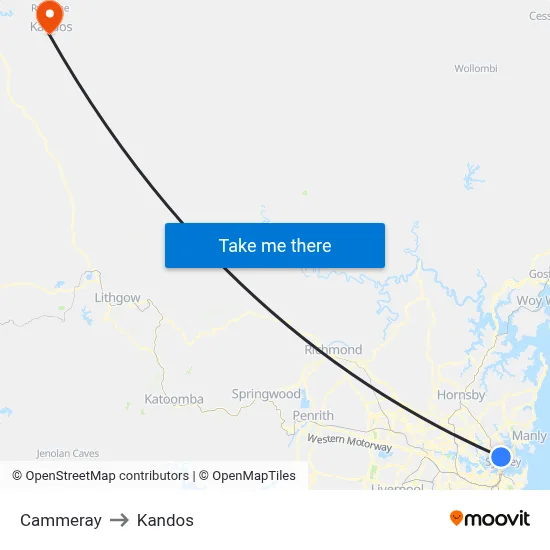 Cammeray to Kandos map