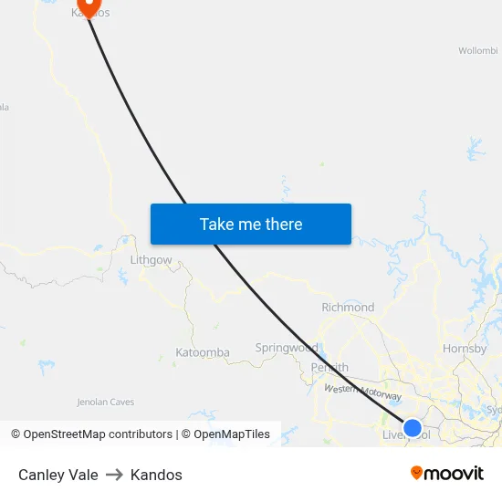 Canley Vale to Kandos map